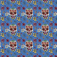 SKULLS pat. 2 / blue (DIA DE LOS MUERTOS)