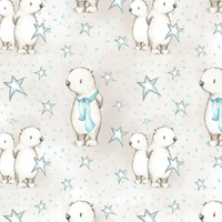 TEDDIES AND STARS / beige (MAGICAL CHRISTMAS FOREST) - Cotton woven fabric