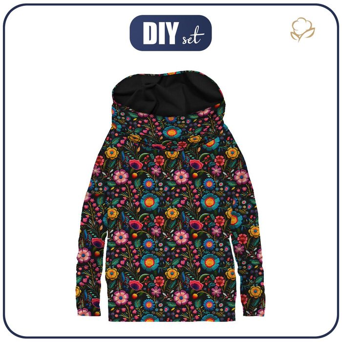 MIKINA NETOPÝR S NÁKRČNÍKEM (FURIA) - FLOWERS 3D vz. 9 - Sada šití