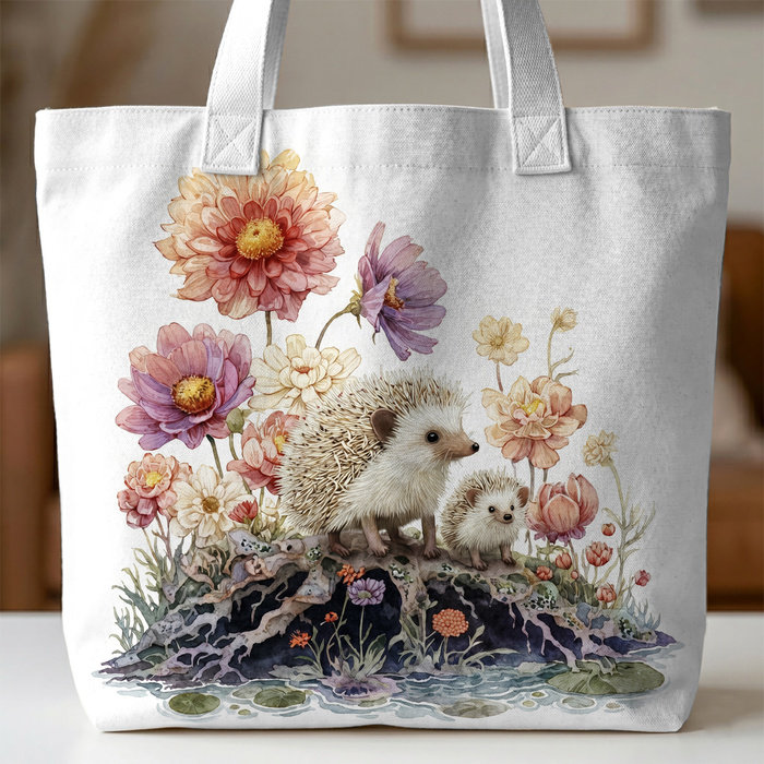 HEDGEHOG FAMILY - Paneel (75cm x 80cm)  Baumwoll Webware