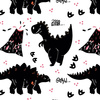 BLACK DINO / ARR - looped knit fabric