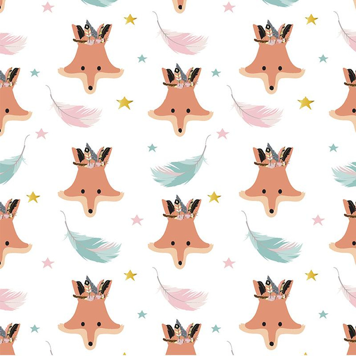 FOXES AND FEATHERS (WILD & FREE) - Cotton woven fabric