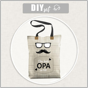 SHOPPER TASCHE - DER BESTE OPA DER WELT / englisches karo-beige - Baumwoll Webware - Nähset
