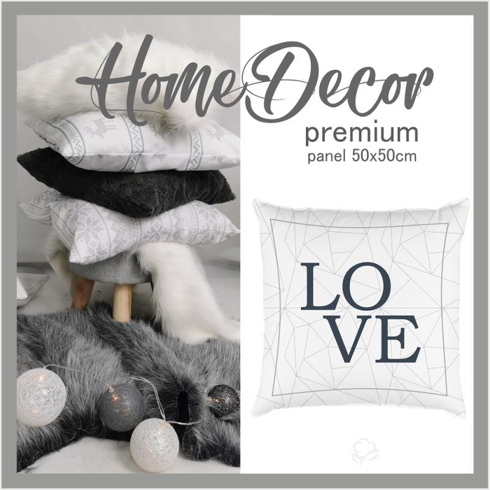 PANEL PODUSZKOWY - LOVE / biały lód - HOME DECOR PREMIUM