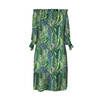 DRESS "CARMEN" - GREEN JUNGLE pat. 1 - crepe XXL