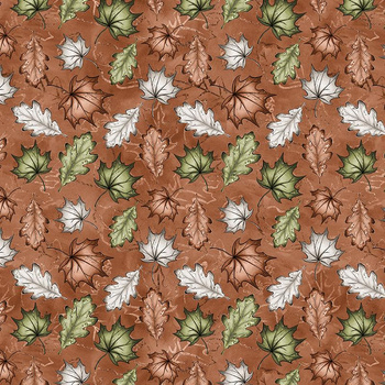 FOREST LEAVES pat. 1 / brown - Waterproof woven fabric