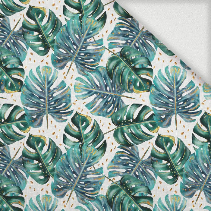 MONSTERA pat. 4 / white - Woven Fabric for tablecloths