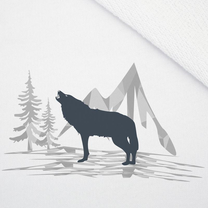 MEN’S HOODIE - WOLF (ADVENTURE) / white - sewing set XXL
