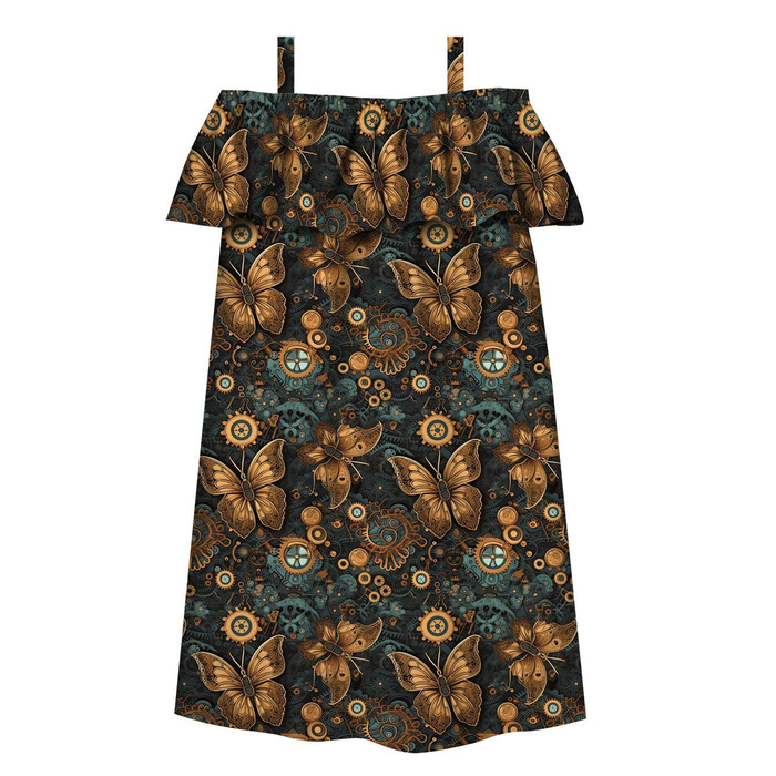 Bardot šaty (LILI) - Butterfly & Flowers wz.12 - Sada šití - 110-116