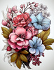 BOUQUET OF FLOWERS WZ.8 - panel (60cm x 50cm) brushed knitwear with elastane ITY
