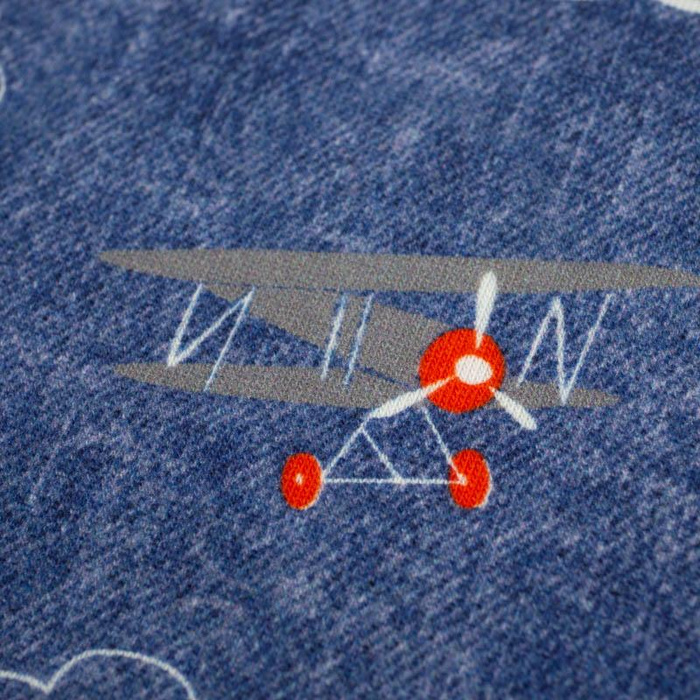 95CM FLUGZEUGE (FLUGZEUGE) / ACID WASH DUNKELBLAU - French Terry mit Elasthan