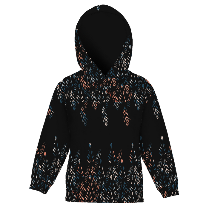 KINDER HOODIE (ALEX) - BLÄTTER M. 3 / SCHWARZ - Nähset (134/140)