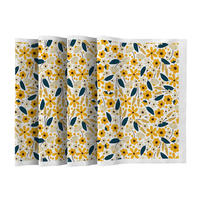 NAPKINS AND RUNNER - SMALL FLOWERS pat. 2 / white - sewing set