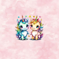 CUTE UNICORNS PAT. 2 -  PANEL (60cm x 50cm) brushed knitwear with elastane ITY