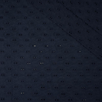 DROPS / navy - Embroidered cotton fabric
