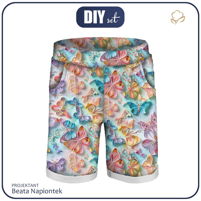 KID`S SHORTS (RIO) - PAPER BUTTERFLIES - looped knit fabric (86/92)