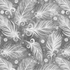 WHITE FEATHERS (GREY) / white - Cotton woven fabric