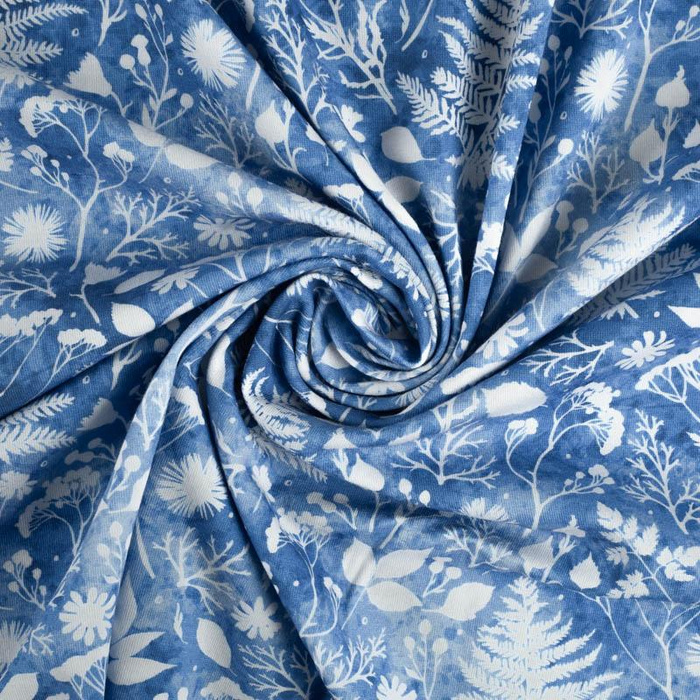 BÍLÉ KAPRADÍ (CLASSIC BLUE) - organický úplet single jersey s elastanem