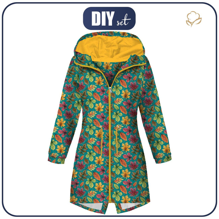 DAMENPARKA (ANNA) - BUNTE BLÄTTER MIX / smaragd (GLITTER HERBST) - Softshell M