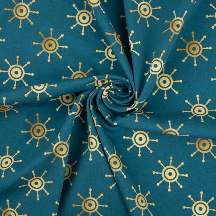 GOLDENE STEUERRÄDER (GOLDENER OZEAN) / marine - Baumwoll Webware