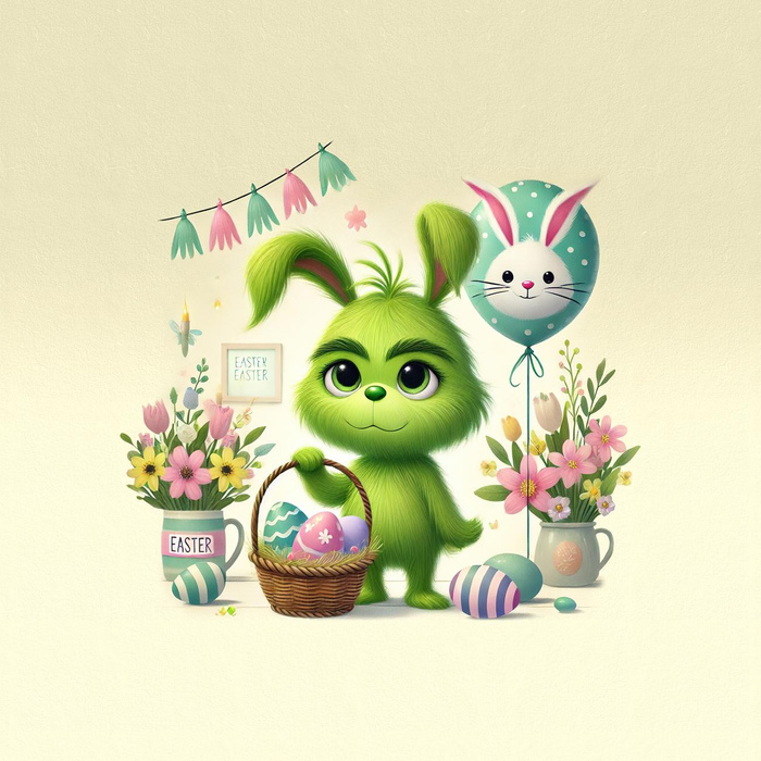 FUNNY EASTER WZ. 3 -Prankster - panel (75cm x 80cm) looped knit