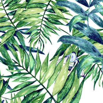 LISTY A HMYZ VZ. 6 (TROPICKÁ PŘÍRODA) / bílý - Mušelín bavlněný