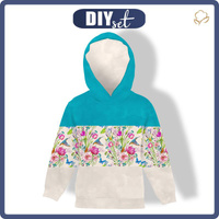 KINDER HOODIE (ALEX) - EISVÖGEL (EISVÖGEL AUF DER WIESE) / Streifen - Nähset