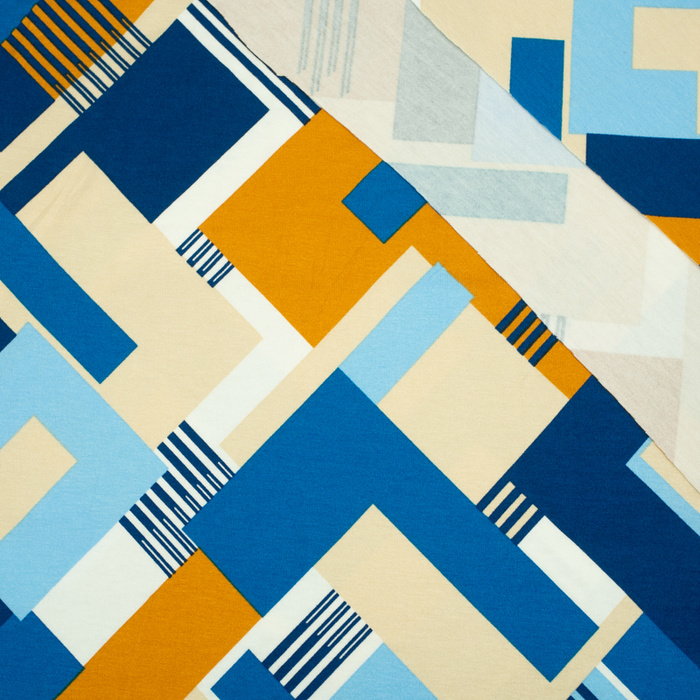 Jersey wiskozowy - Retro Honey & Blue wz.1