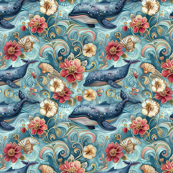 SEA WORLD pat. 3 - Cotton woven fabric