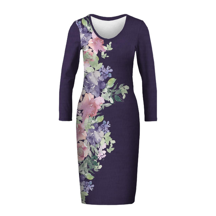 PENCIL DRESS (ALISA) - WATER-COLOR FLOWERS pat. 5 - sewing set S