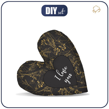 DEKO-KOPFKISSE HERZ - I love you / BLÄTTER Ms 12 (gold)