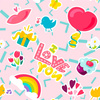 COLORFUL STICKERS PAT. 5 - Cotton woven fabric