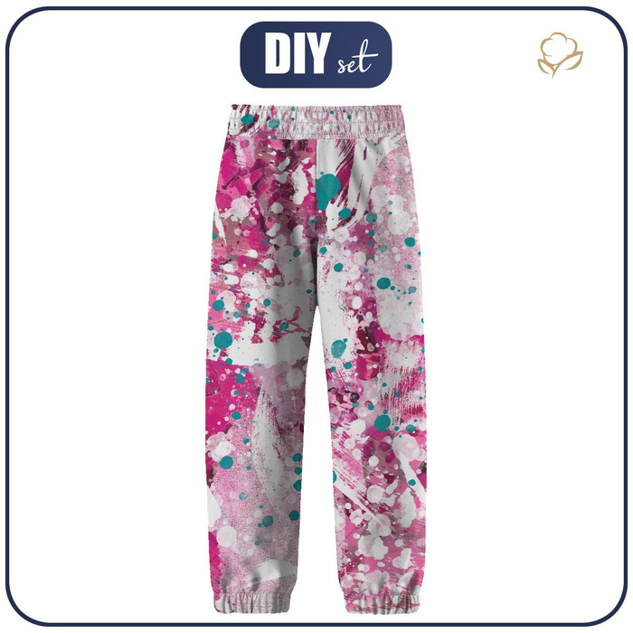 SOFTSHELL-HOSE (YETI) - PINK SPLATTER - Nähset (98/104)