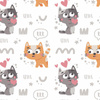 CATS IN LOVE pat. 2 (CATS WORLD) / white - single jersey with elastane 
