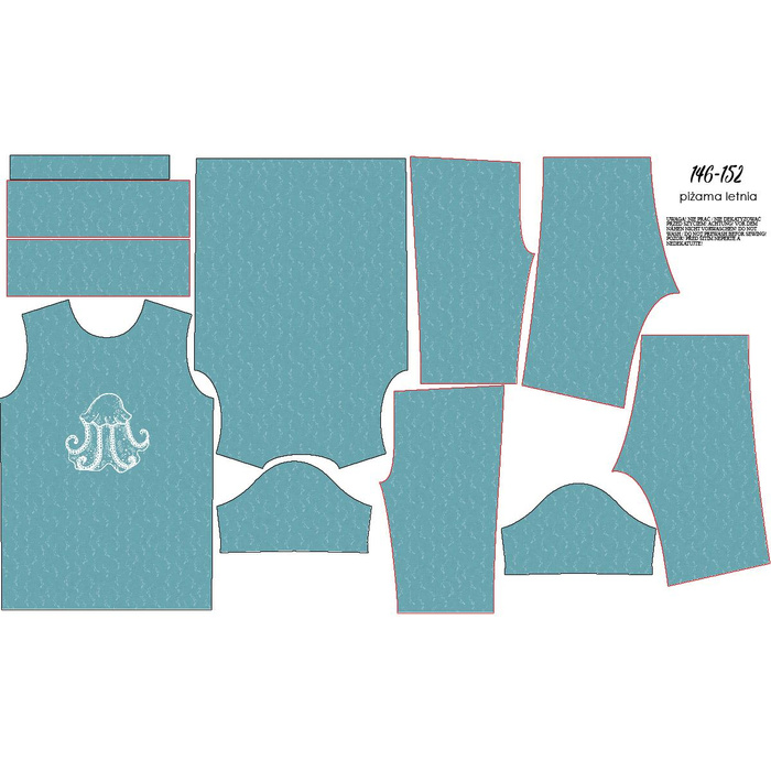 KINDERPYJAMA "ADA" - QUALLEN / FISCHSCHWARM (BLAUER PLANET) - Bambus-Single Jersey mit Elastan (110/116)