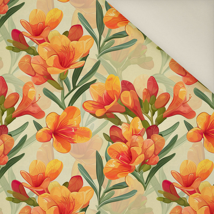 FLOWERS PAPAYA ORANGE WZ. 8 - Polster- Velours
