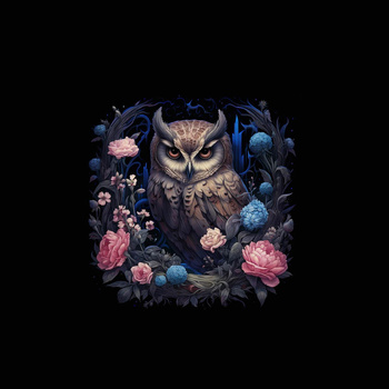 GOTHIC OWL - panel (60cm x 50cm)- single jersey with elastane ITY