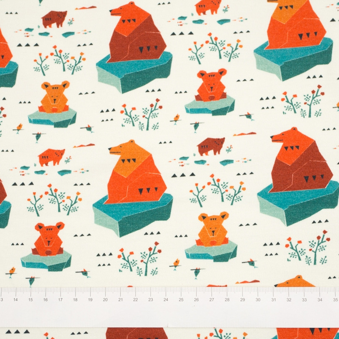 GEO BEARS ON ICE FLOES - looped brushed knit with elastane PDE250 