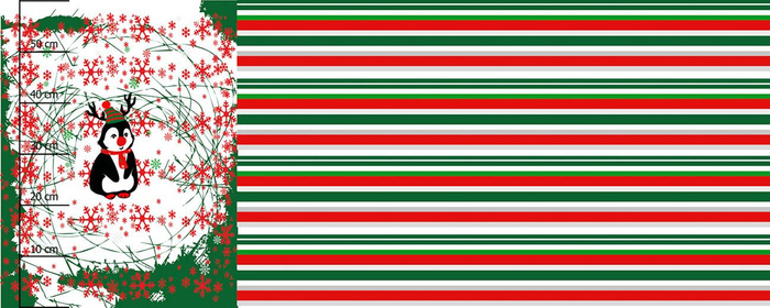 PINGUIN RENTIER 2.0 / grün - panoramisches Paneel (60 x 150cm)