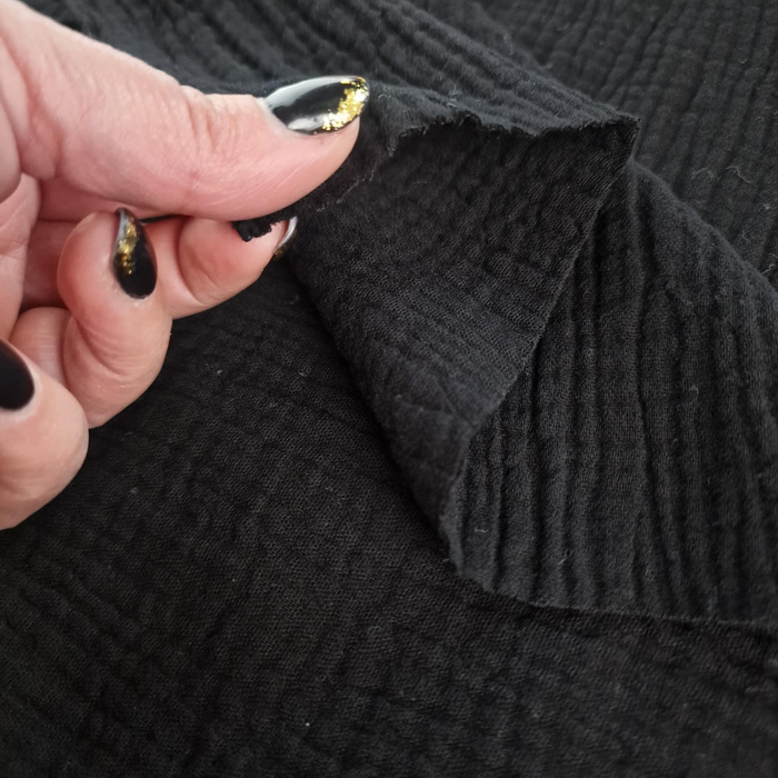 Cotton Muslin Double Gauze - BLACK