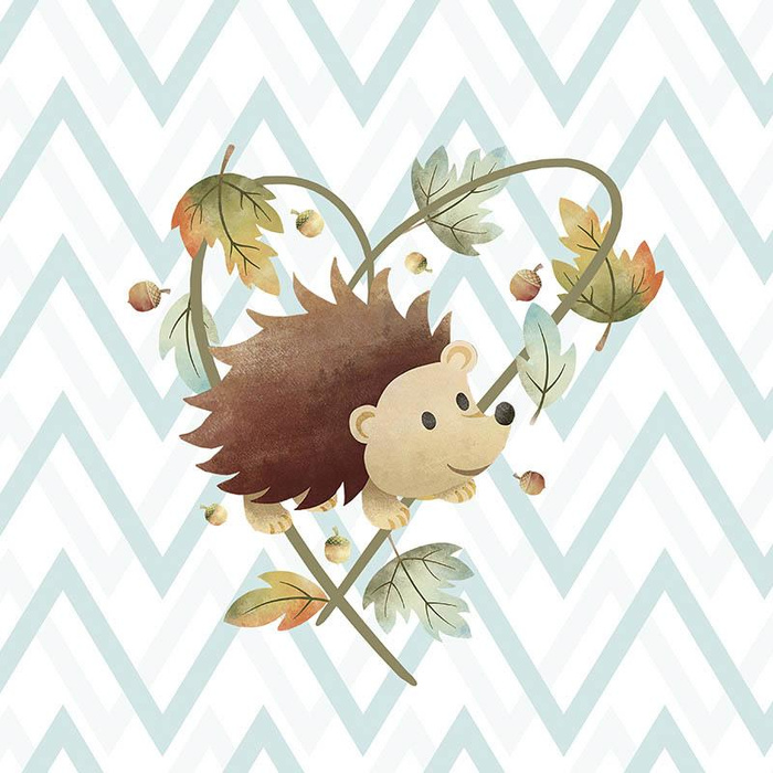 HEDGEHOG IN LEAVES (AUTUMN GIRL) - panel 50cm x 60cm - looped knit fabric