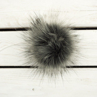 Kunstfell Pompon 12 cm - melange  grau