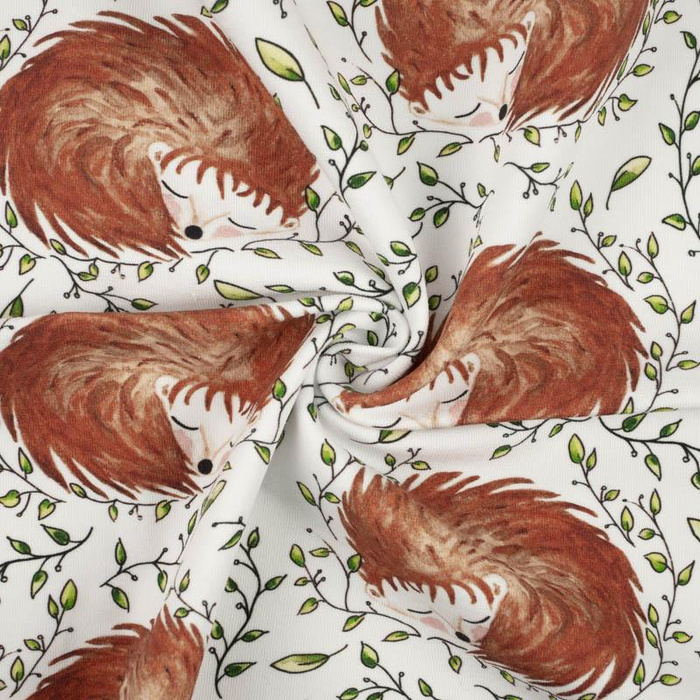 50cm SLEEPING HEDGEHOGS (SLEEPING ANIMALS) / white - organic looped knit fabric