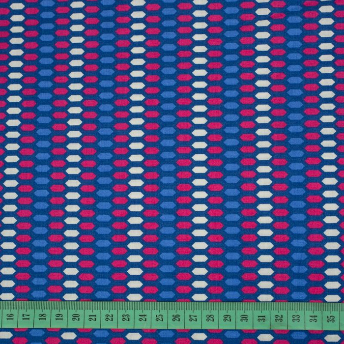 BUNTE SECHSECKE / dunkelblau - POPELINE 100% Baumwolle