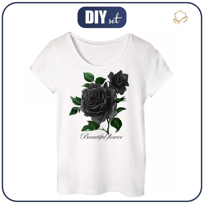 PYJAMAS-T-SHIRT "LINDA" - SCHWARZE ROSEN - Nähset