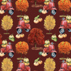 PUMPKINS ON THE SCOOTER (trees) / maroon (PUMPKIN GARDEN) - single jersey 