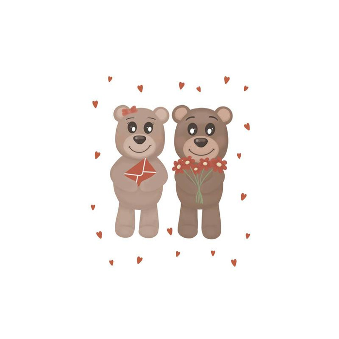 BEARS IN LOVE pat. 2 (BEARS IN LOVE) - panel looped knit 50cm x 60cm