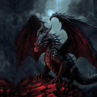 GOTHIC DRAGON - Paneel (75cm x 80cm) Wasserabweisende Webware