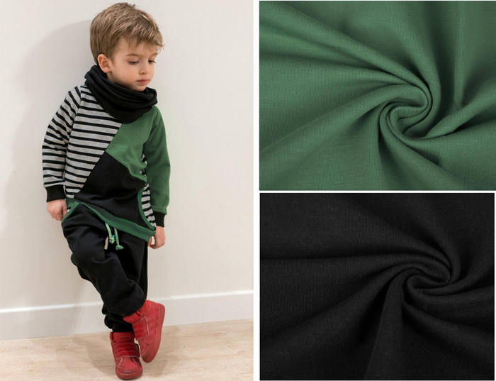 D-068 TMAVĚ ZELENÁ- teplákovina s elastanem PE260