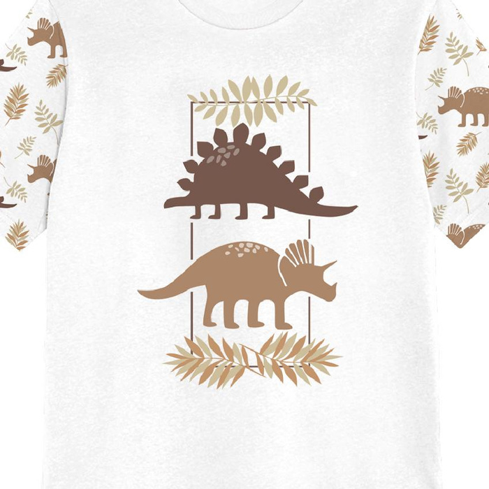 KID’S T-SHIRT - BROWN DINOSAURS PAT. 4 - single jersey